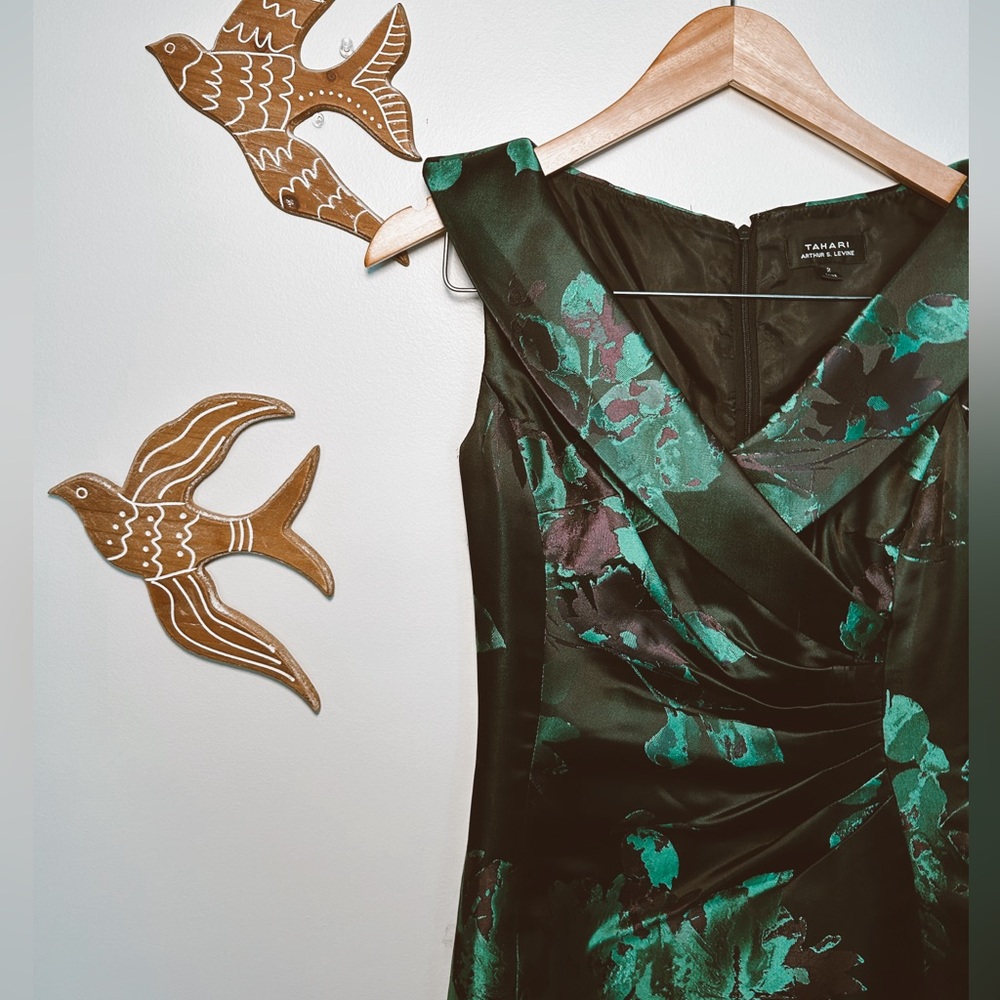 Tahari Green and Purple Floral Dress